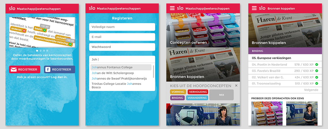 Digitaal leermiddel maatschappijwetenschappen mobiele site